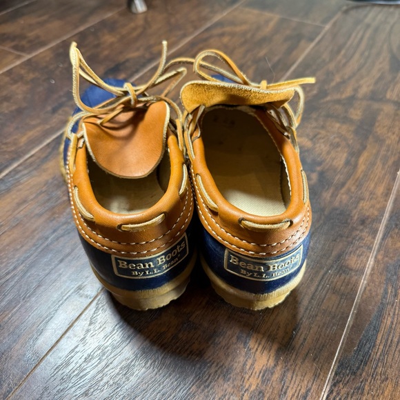 L.L. Bean Classic Low Bean Boots Womens Size 6 Navy Rubber Tan Leather Vintage - Picture 6 of 13